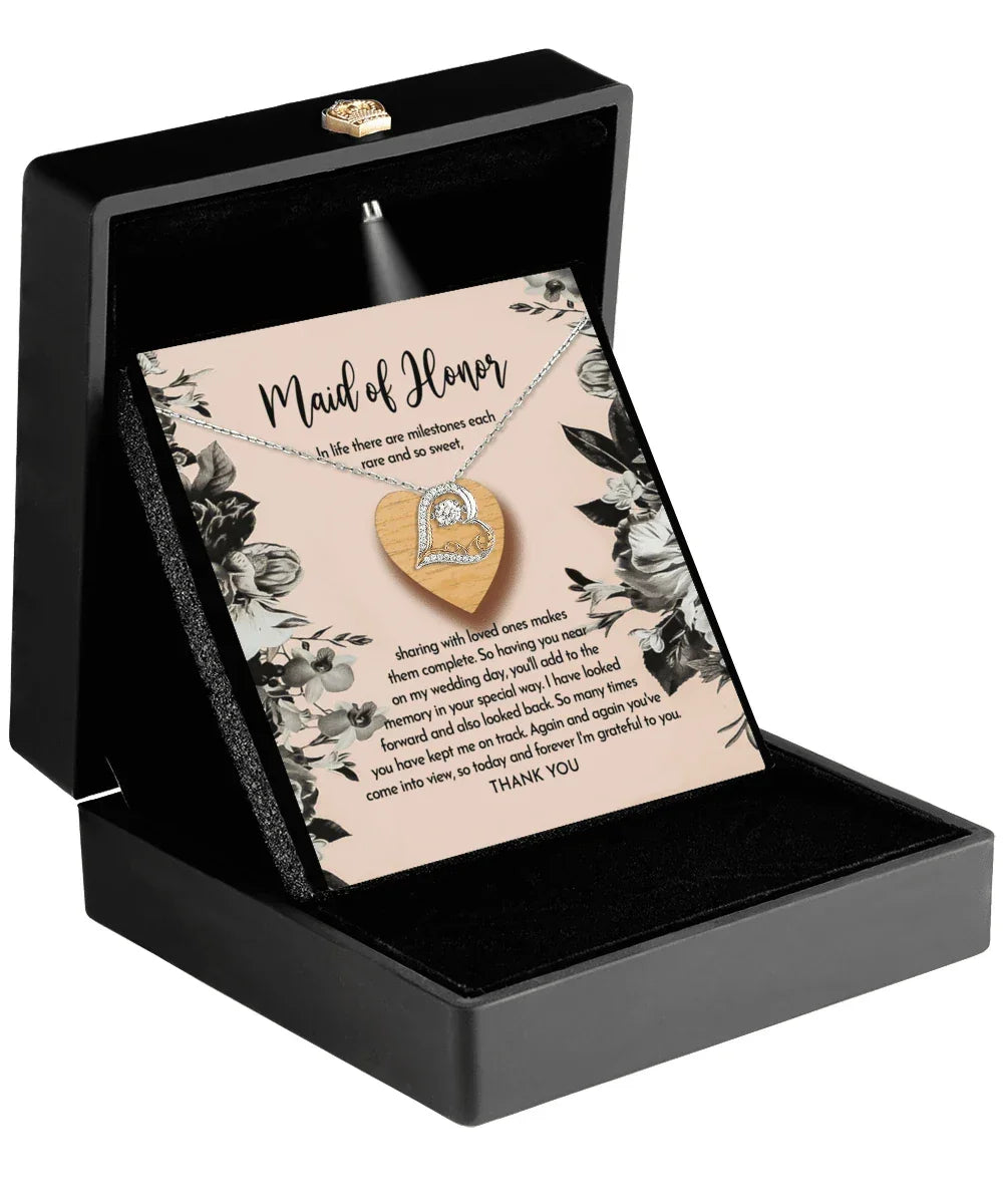 Maid of Honor Wedding Day Gift - My Wedding Day - Love Dancing Heart Pendant Necklace