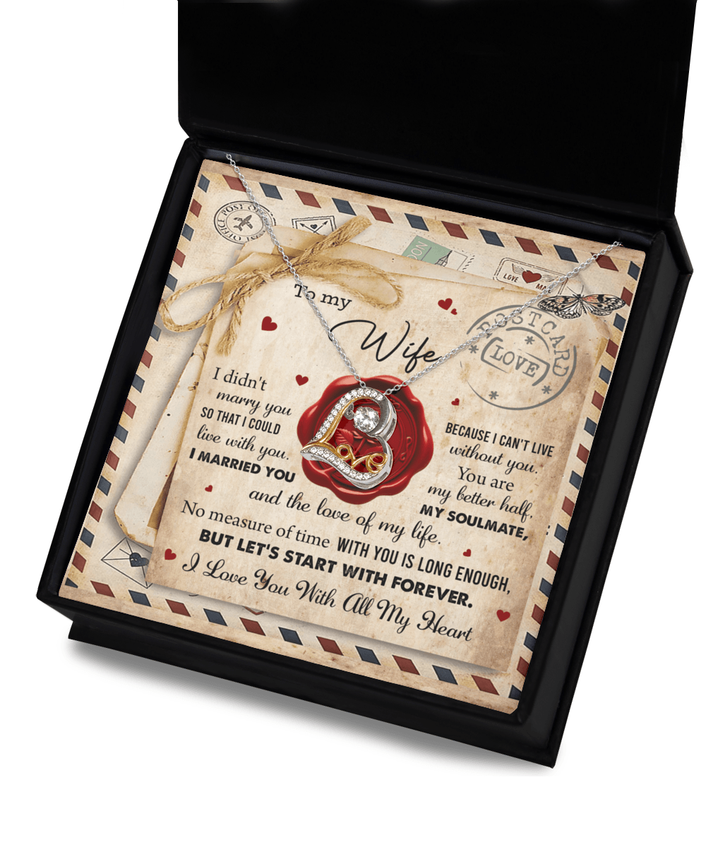 Wife Letter from Husband I Can't Live Without You Love Heart Necklace Anniversary Wedding Day Valentine Gift - Mallard Moon Gift Shop
