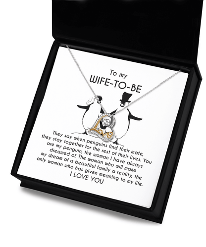 To My Wife-to-be You Are My Penguin Love Dancing Heart Pendant Necklace - Mallard Moon Gift Shop
