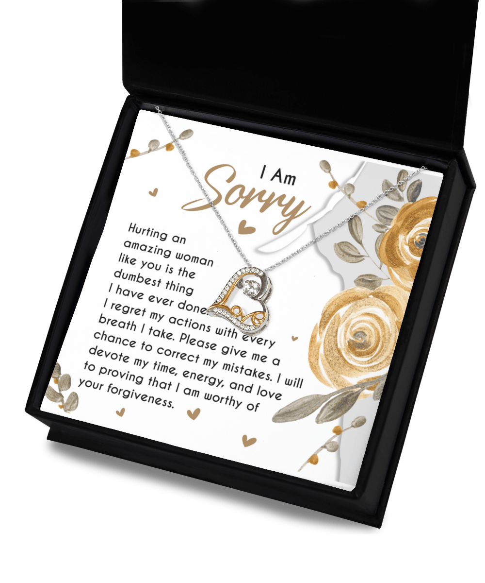 Apology Gift for Girlfriend, Wife, Soulmate - Sorry, Amazing Woman - Love Dancing Heart Pendant Necklace - Mallard Moon Gift Shop