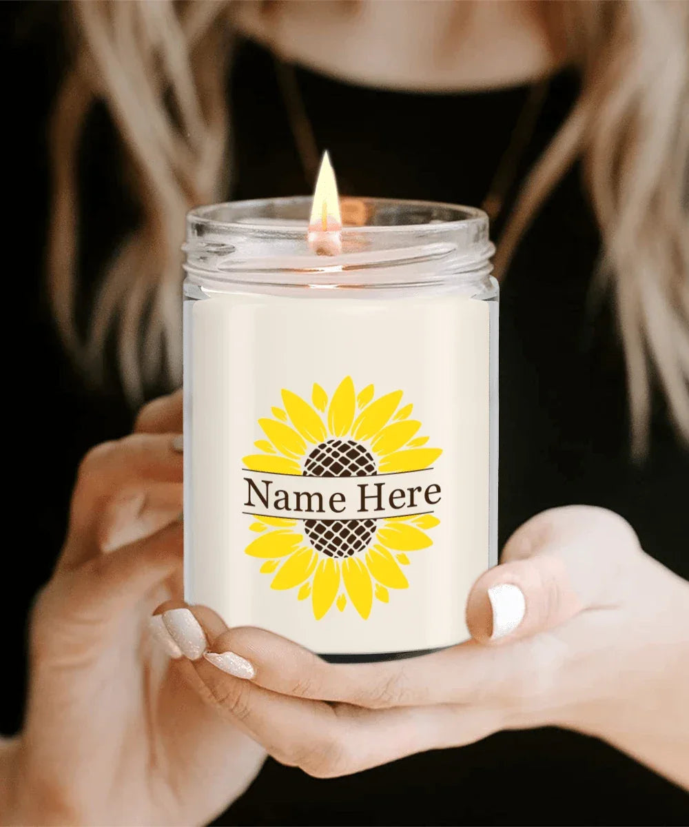 Sunflower Monogram Soy Scented Container Jar Candle