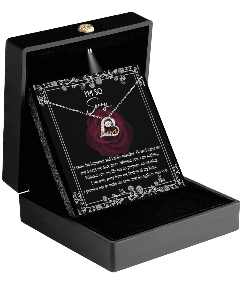 Apology Gift for Girlfriend, Wife, Soulmate - Sorry, I Am Nothing - Love Dancing Heart Pendant Necklace - Mallard Moon Gift Shop