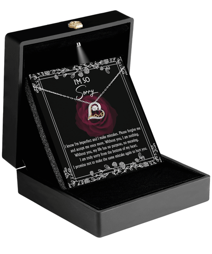 Apology Gift for Girlfriend, Wife, Soulmate - Sorry, I Am Nothing - Love Dancing Heart Pendant Necklace - Mallard Moon Gift Shop