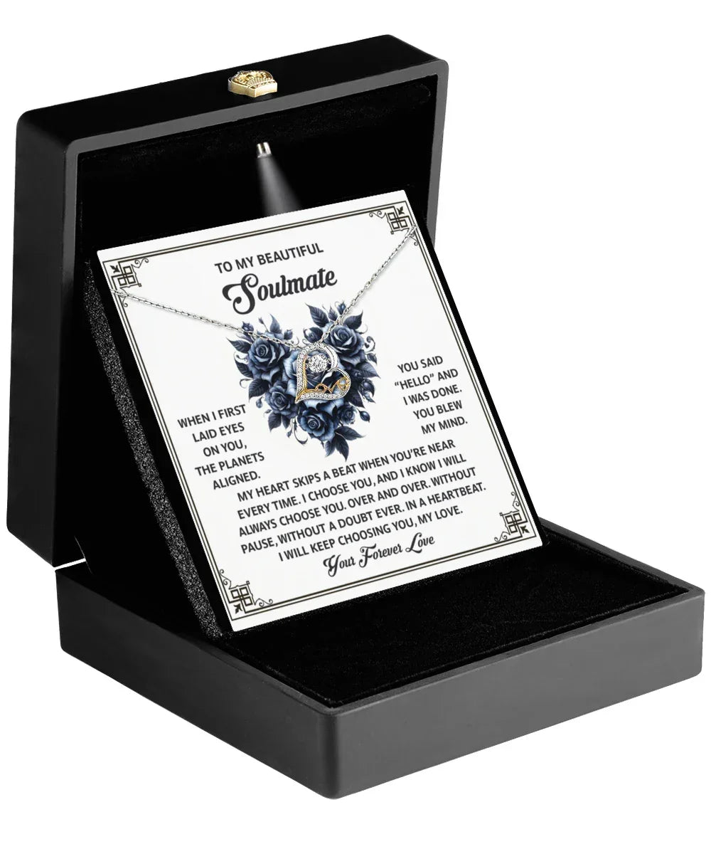 To My Beautiful Soulmate - Love Dancing Heart Necklace – A Romantic Gift to Celebrate Endless Love and Devotion