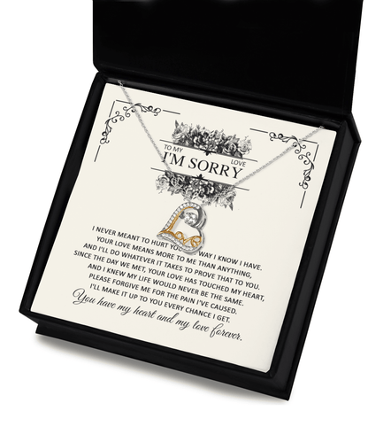 Apology Gift for Her - To My Love, I'm Sorry - Love Dancing Heart Pendant Necklace - Mallard Moon Gift Shop