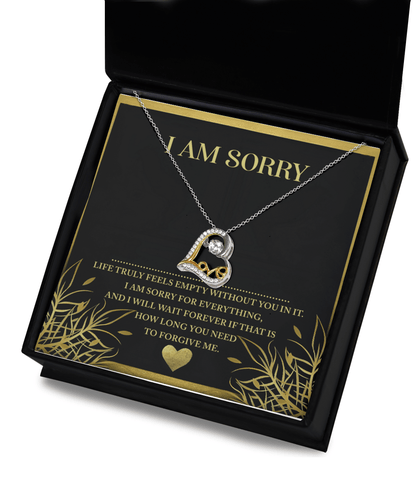 Apology Gift for Girlfriend, Wife, Soulmate - Sorry, Without You - Love Dancing Heart Pendant Necklace - Mallard Moon Gift Shop