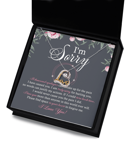 Apology Gift for Girlfriend, Wife, Soulmate - Sorry, World Ever Will - Love Dancing Heart Pendant Necklace - Mallard Moon Gift Shop