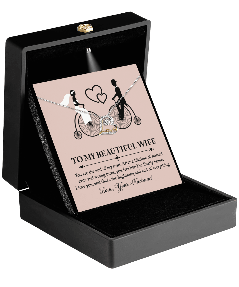 Wife Wedding Day Gift From Husband I am Finally Home Love Dancing Heart Pendant Necklace Gift for Bride from Groom - Mallard Moon Gift Shop