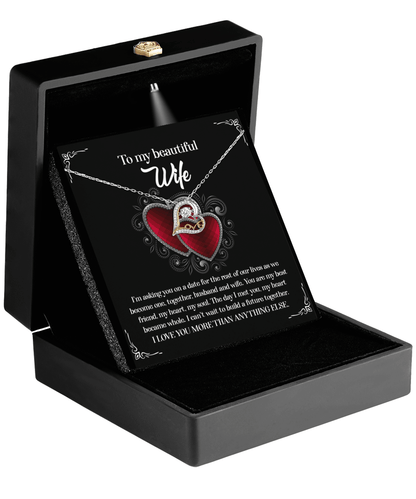 Wife Wedding Day We Become One Together Love Dancing Heart Pendant Necklace Gift for Bride from Groom - Mallard Moon Gift Shop