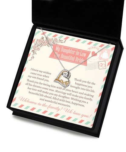 Daughter-In-Law Wedding Day Gift Welcome to the Family Love Heart Pendant Necklace - Mallard Moon Gift Shop