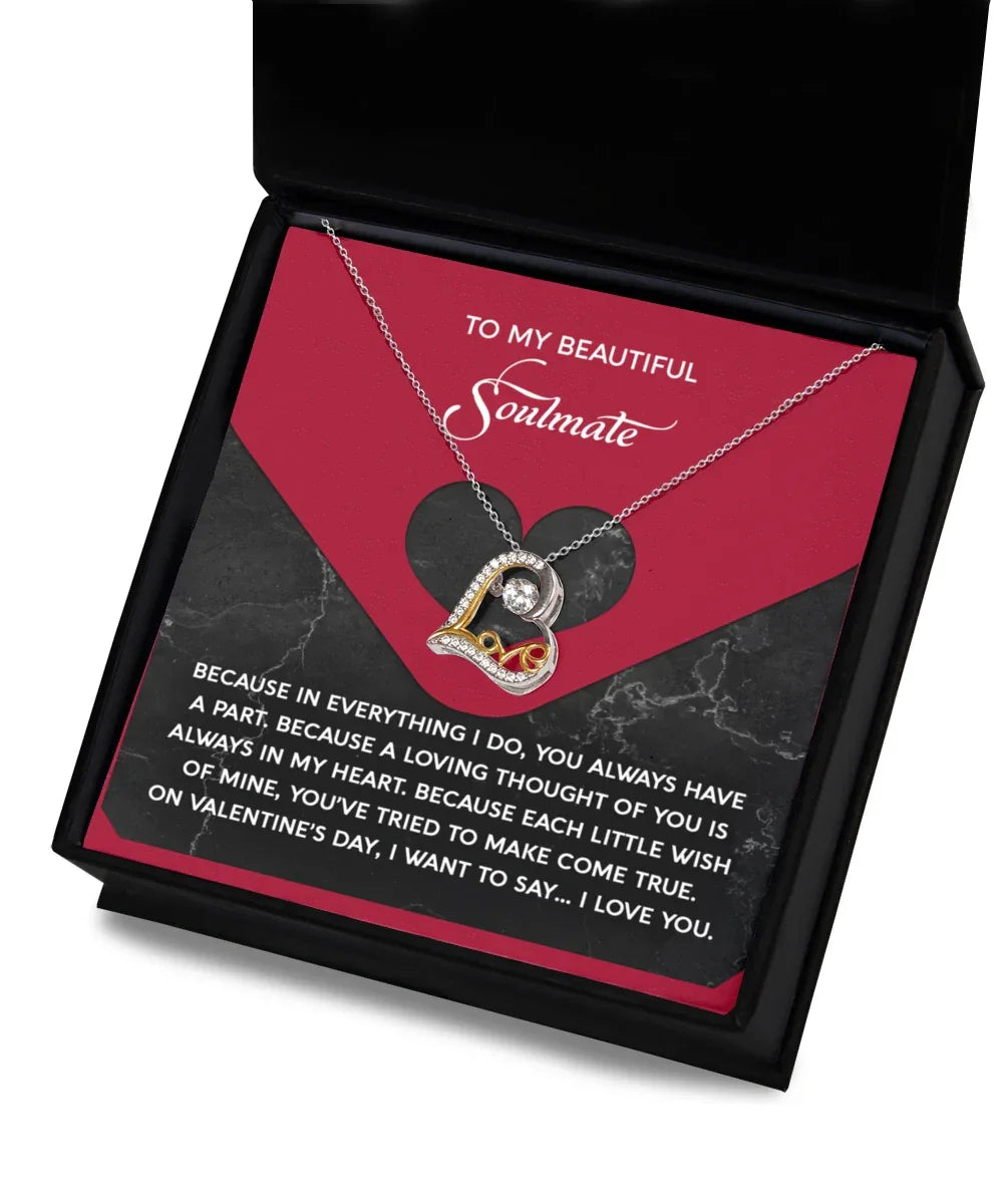 To My Beautiful Soulmate - Love Dancing Heart Necklace – A Romantic Valentine’s Day Gift Full of Love and Gratitude