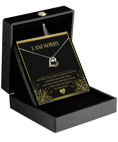 Apology Gift for Girlfriend, Wife, Soulmate - Sorry, Without You - Love Dancing Heart Pendant Necklace - Mallard Moon Gift Shop