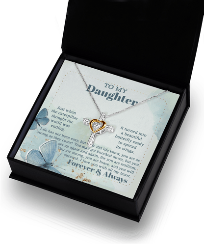 Daughter Gift for Birthday, Christmas, Graduation - Beautiful Butterfly- Cross Pendant Necklace - Mallard Moon Gift Shop