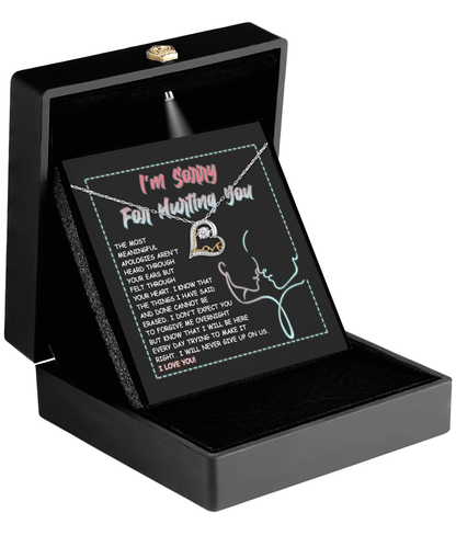 Apology Gift for Girlfriend, Wife, Soulmate - Sorry, Never Give Up - Love Dancing Heart Pendant Necklace - Mallard Moon Gift Shop