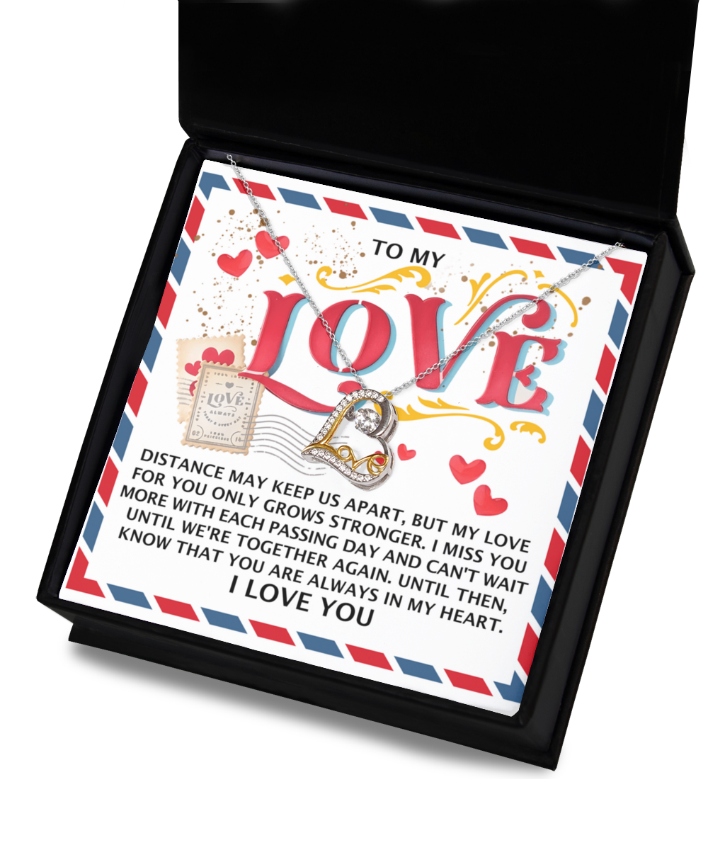 To My Love - Love Dancing Heart Necklace – A Heartfelt Gift for Long-Distance Relationships - Mallard Moon Gift Shop