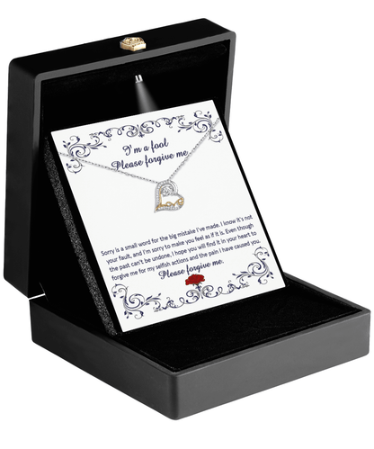 Apology Gift for Girlfriend, Wife, Soulmate - Sorry, I'm A Fool - Love Heart Pendant Necklace - Mallard Moon Gift Shop