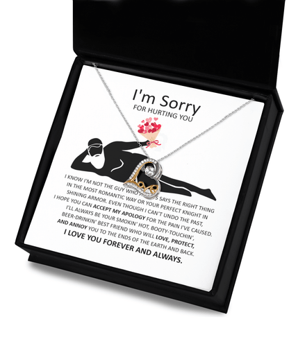 Apology Gift for Girlfriend, Wife, Soulmate - Sorry, The Most Romantic - Love Dancing Heart Pendant Necklace - Mallard Moon Gift Shop