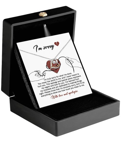Apology Gift for Girlfriend, Wife, Soulmate - Sorry, Mean The World - Love Dancing Heart Pendant Necklace - Mallard Moon Gift Shop