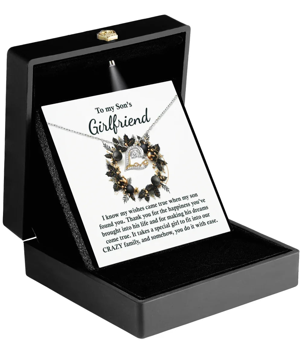 Gift for Son's Girlfriend - My Wishes Came True When He Found You - Love Dancing Heart Pendant Necklace