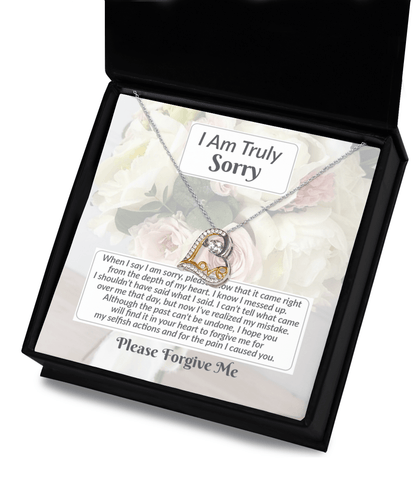 Apology Gift for Girlfriend, Wife, Soulmate - Sorry, What I Said - Love Dancing Heart Pendant Necklace - Mallard Moon Gift Shop