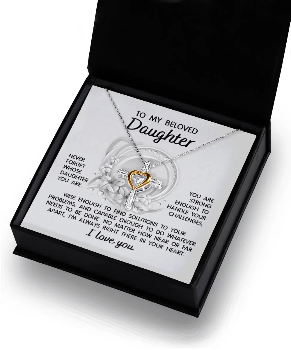 Daughter - I'm Always in Your Heart -Cross Pendant Necklace Wedding Birthday Graduation Gift