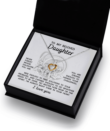 Daughter - I'm Always in Your Heart -Cross Pendant Necklace Wedding Birthday Graduation Gift - Mallard Moon Gift Shop