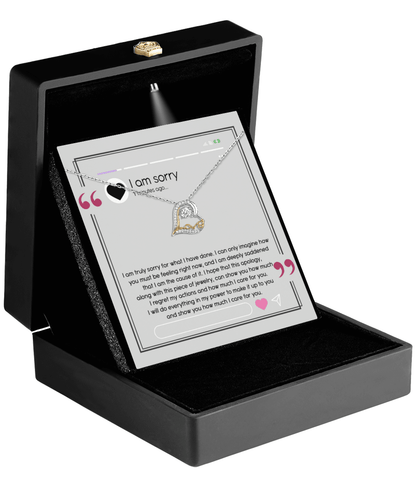 Apology Gift for Girlfriend, Wife, Soulmate - Sorry, I Care For You - Love Heart Pendant Necklace - Mallard Moon Gift Shop