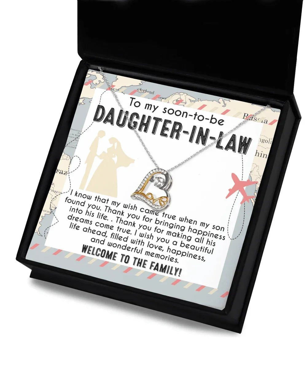 To My Soon-to-be Daughter-in-law Welcome to the Family Wedding Gift Love Dancing Heart Pendant Necklace