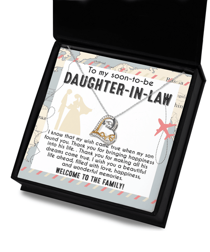 To My Soon-to-be Daughter-in-law Welcome to the Family Wedding Gift Love Dancing Heart Pendant Necklace - Mallard Moon Gift Shop