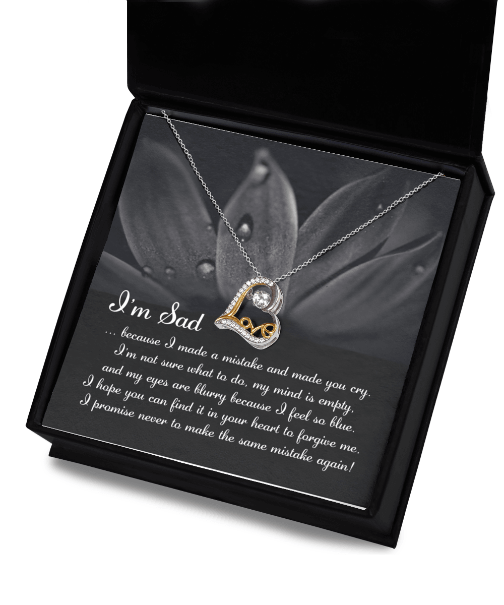 Apology Gift for Girlfriend, Wife, Soulmate - Sorry, Feel So Blue - Love Dancing Heart Pendant Necklace - Mallard Moon Gift Shop