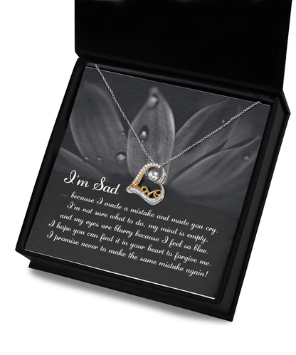 Apology Gift for Girlfriend, Wife, Soulmate - Sorry, Feel So Blue - Love Dancing Heart Pendant Necklace - Mallard Moon Gift Shop