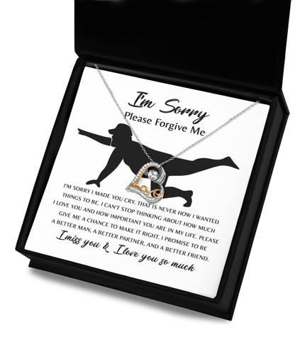 Apology Gift for Girlfriend, Wife, Soulmate - Sorry, Things To Be - Love Dancing Heart Pendant Necklace - Mallard Moon Gift Shop