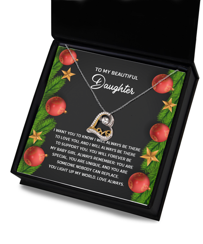 Daughter Christmas Present - Nobody Can Replace - Love Dancing Heart Pendant Necklace - Mallard Moon Gift Shop