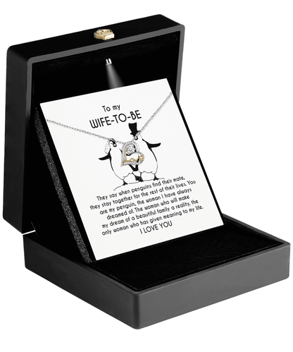 To My Wife-to-be You Are My Penguin Love Dancing Heart Pendant Necklace - Mallard Moon Gift Shop
