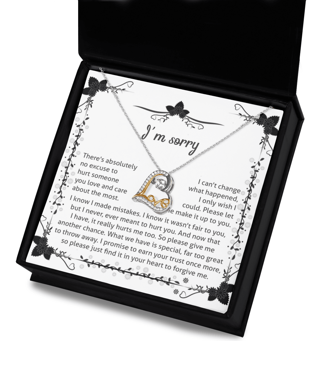Apology Gift - I'm Sorry, No Excuse, Another Chance - Love Dancing Heart Pendant Necklace - Mallard Moon Gift Shop