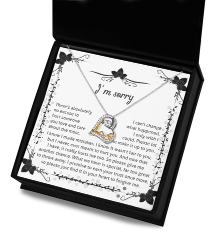 Apology Gift - I'm Sorry, No Excuse, Another Chance - Love Dancing Heart Pendant Necklace - Mallard Moon Gift Shop