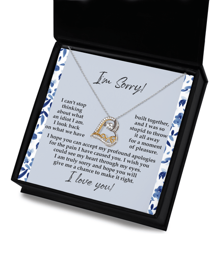 Apology Gift for Girlfriend, Wife, Soulmate - Sorry, Through My Eyes - Love Dancing Heart Pendant Necklace - Mallard Moon Gift Shop