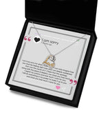 Apology Gift for Girlfriend, Wife, Soulmate - Sorry, I Care For You - Love Heart Pendant Necklace