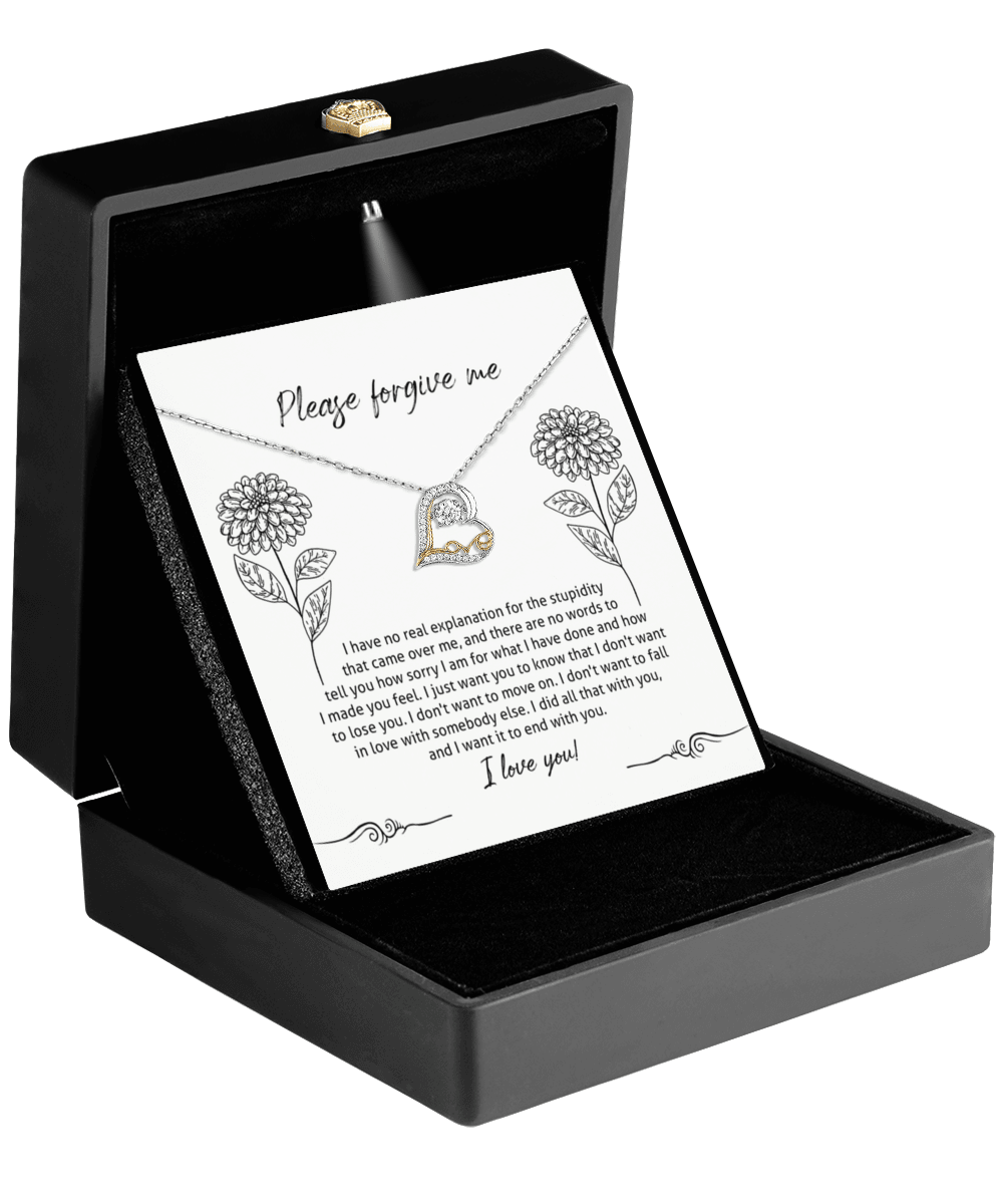 Apology Gift for Girlfriend, Wife, Soulmate - Sorry, Real Explanation - Love Dancing Heart Pendant Necklace - Mallard Moon Gift Shop