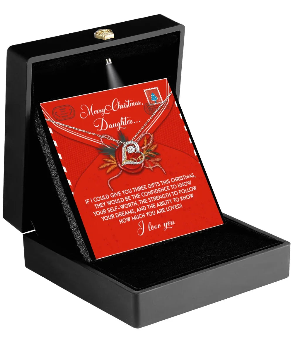 Daughter Christmas Present - This Christmas - Love Dancing Heart Pendant Necklace
