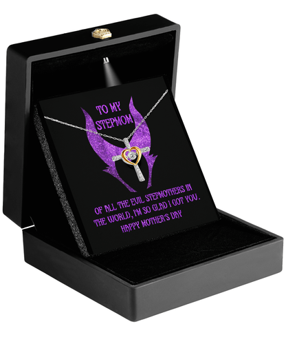 Stepmom Mother's Day Gift - To My Stepmom - Of All the Evil Stepmothers in the World, I'm Glad I Got You Cross Pendant Necklace - Mallard Moon Gift Shop