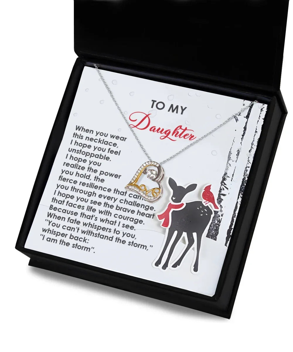 Gift for Daughter - Every Challenge - Love Dancing Heart Pendant Necklace
