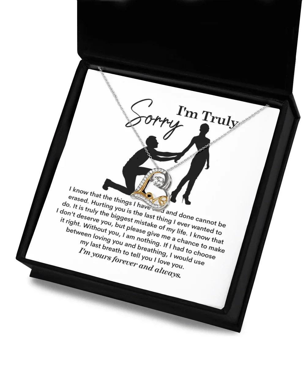 Apology Gift for Girlfriend, Wife - Sorry, My Last Breath - Love Heart Pendant Necklace