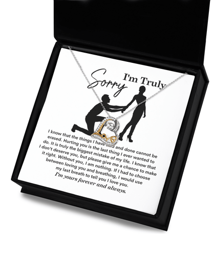Apology Gift for Girlfriend, Wife - Sorry, My Last Breath - Love Heart Pendant Necklace - Mallard Moon Gift Shop