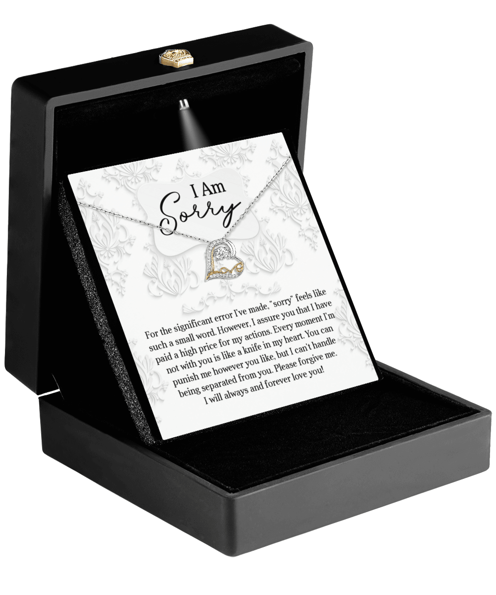 Apology Gift for Girlfriend, Wife, Soulmate - Sorry, Forever Love You - Love Dancing Heart Pendant Necklace - Mallard Moon Gift Shop