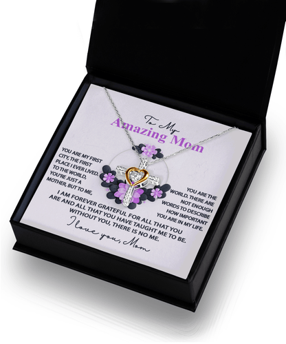 Mom, I am Forever Grateful, Without You, There is No Me - Cross Pendant Necklace - Mallard Moon Gift Shop