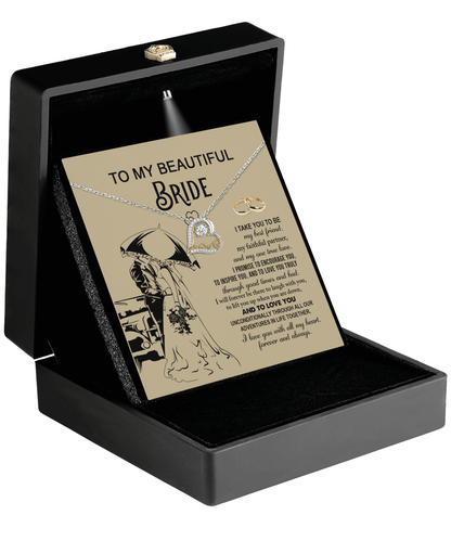 To My Beautiful Bride - My Best Friend, Faithful Partner Love Dancing Heart Pendant Necklace Wedding Day Gift - Mallard Moon Gift Shop