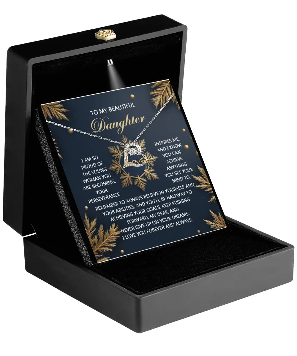 Daughter Gift - On Your Dreams - Love Dancing Heart Pendant Necklace