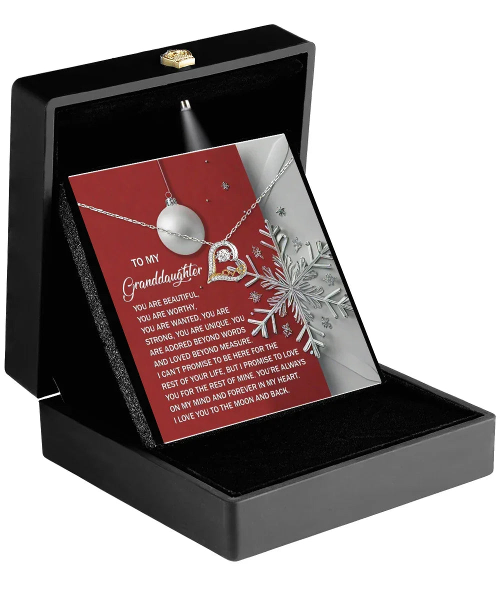 Granddaughter Gift - Moon And Back - Love Dancing Heart Pendant Necklace