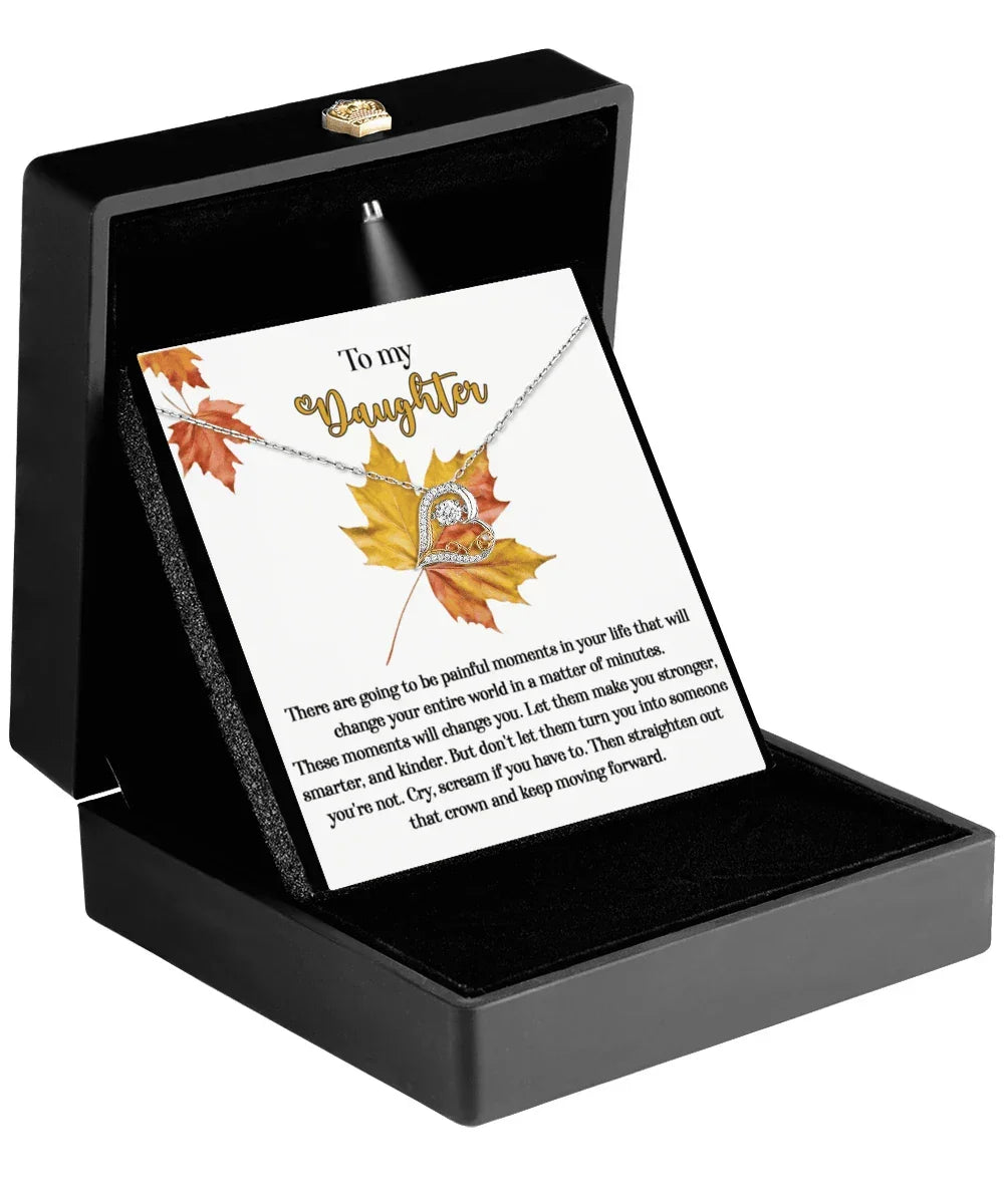 Daughter Birthday, Graduation, Christmas Inspirational Gift - Make You Stronger - Love Dancing Heart Pendant Necklace